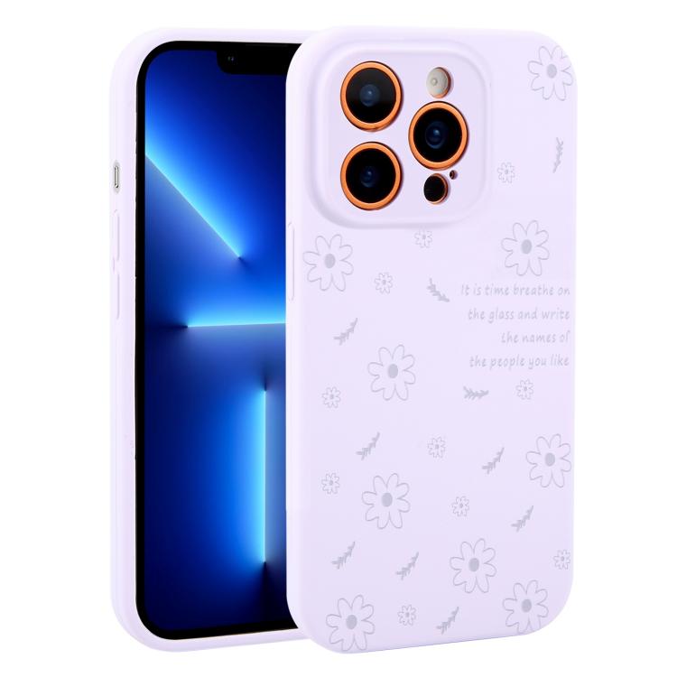 Custodia per telefono in silicone liquido con fori di precisione e stampa floreale a margherite., For iPhone 13 Pro Max, For iPhone 13 Pro, For iPhone 13, For iPhone 12