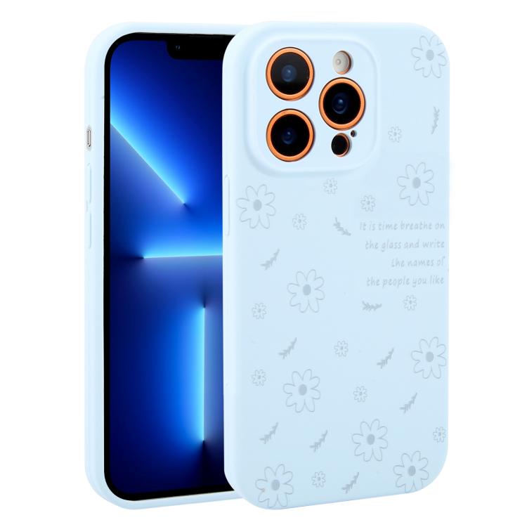 Custodia per telefono in silicone liquido con fori di precisione e stampa floreale a margherite., For iPhone 13 Pro Max, For iPhone 13 Pro, For iPhone 13, For iPhone 12