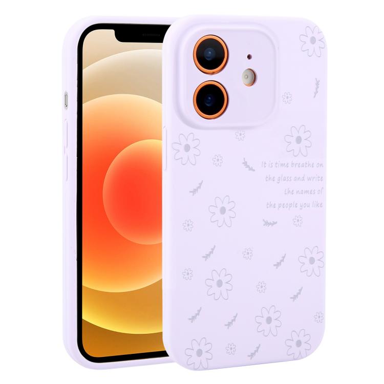 Custodia per telefono in silicone liquido con fori di precisione e stampa floreale a margherite., For iPhone 13 Pro Max, For iPhone 13 Pro, For iPhone 13, For iPhone 12