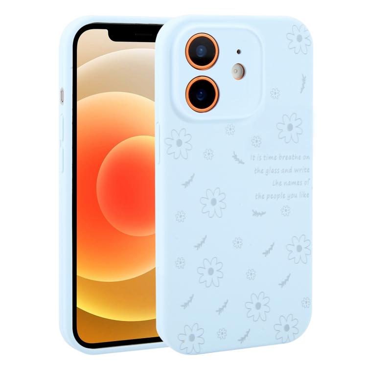 Custodia per telefono in silicone liquido con fori di precisione e stampa floreale a margherite., For iPhone 13 Pro Max, For iPhone 13 Pro, For iPhone 13, For iPhone 12