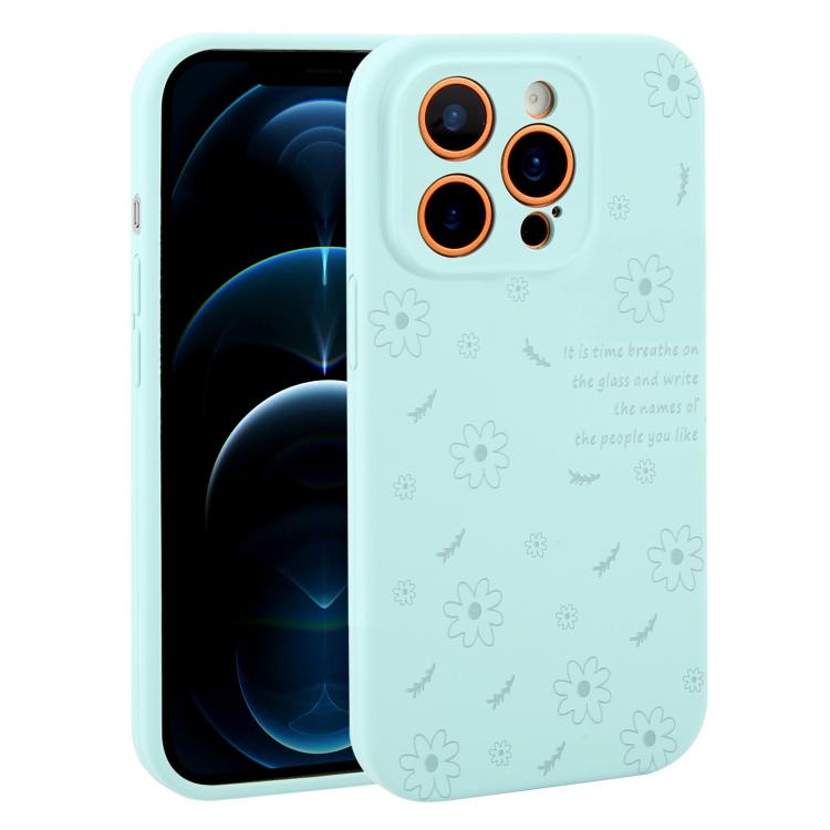 Custodia per telefono in silicone liquido con fori di precisione e stampa floreale a margherite., For iPhone 12 Pro Max, For iPhone 12 Pro