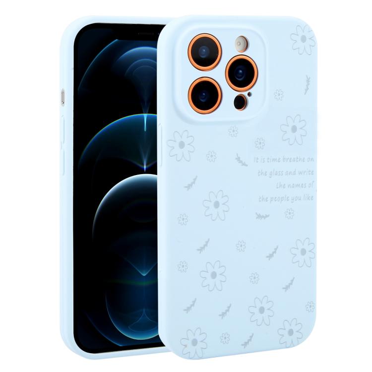Custodia per telefono in silicone liquido con fori di precisione e stampa floreale a margherite., For iPhone 12 Pro Max, For iPhone 12 Pro