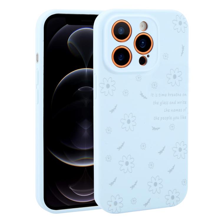 Custodia per telefono in silicone liquido con fori di precisione e stampa floreale a margherite., For iPhone 12 Pro Max, For iPhone 12 Pro