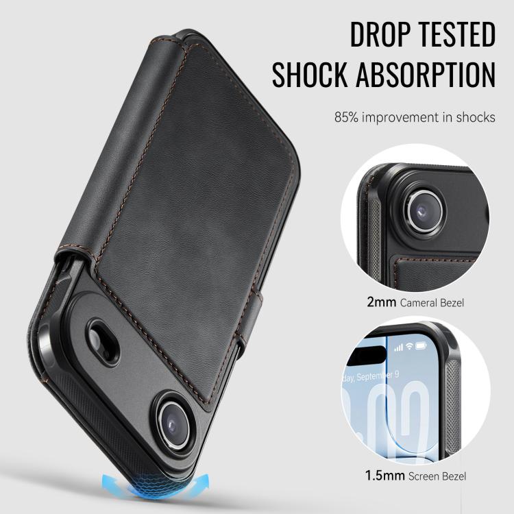 Custodia per telefono AutSpace A15 con chiusura magnetica retrò in pelle vegana, For iPhone Air, For iPhone 16 Pro Max, For iPhone 16 Pro, For iPhone 16 Plus