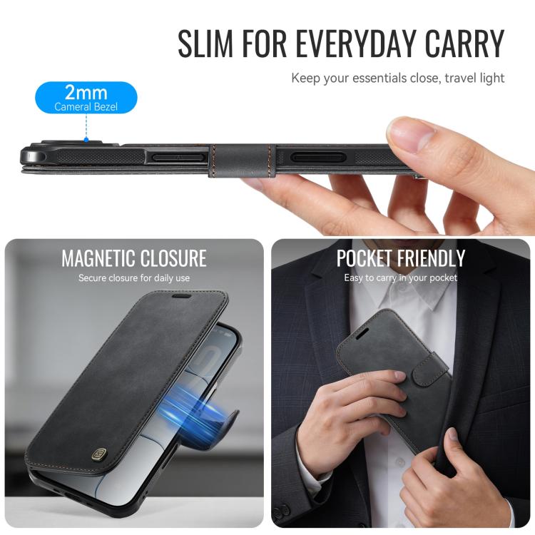 Custodia per telefono AutSpace A15 con chiusura magnetica retrò in pelle vegana, For iPhone Air, For iPhone 16 Pro Max, For iPhone 16 Pro, For iPhone 16 Plus