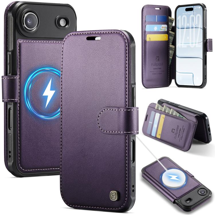 Custodia per telefono AutSpace A15 con chiusura magnetica retrò in pelle vegana, For iPhone Air, For iPhone 16 Pro Max, For iPhone 16 Pro, For iPhone 16 Plus