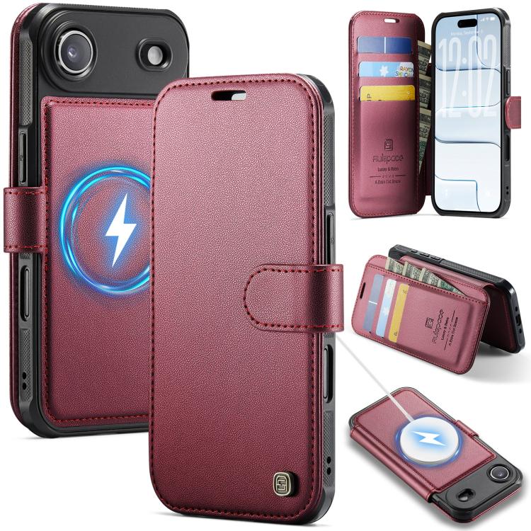 Custodia per telefono AutSpace A15 con chiusura magnetica retrò in pelle vegana, For iPhone Air, For iPhone 16 Pro Max, For iPhone 16 Pro, For iPhone 16 Plus