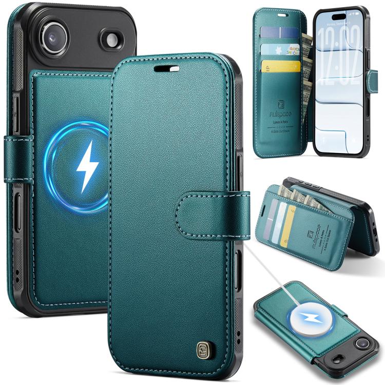 Custodia per telefono AutSpace A15 con chiusura magnetica retrò in pelle vegana, For iPhone Air, For iPhone 16 Pro Max, For iPhone 16 Pro, For iPhone 16 Plus
