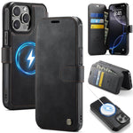 Custodia per telefono AutSpace A15 con chiusura magnetica retrò in pelle vegana, For iPhone 15, For iPhone 14 / 13, For iPhone 14 Pro, For iPhone 14 Pro Max