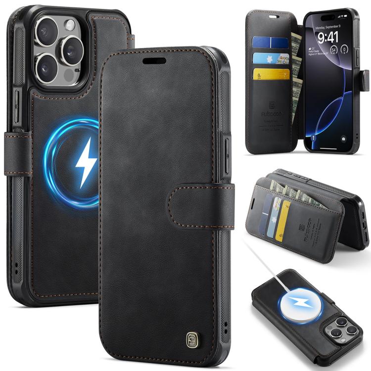 Custodia per telefono AutSpace A15 con chiusura magnetica retrò in pelle vegana, For iPhone 16, For iPhone 15 Pro Max, For iPhone 15 Pro, For iPhone 15 Plus / 14 Plus