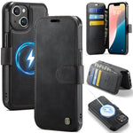 Custodia per telefono AutSpace A15 con chiusura magnetica retrò in pelle vegana, For iPhone 15, For iPhone 14 / 13, For iPhone 14 Pro, For iPhone 14 Pro Max