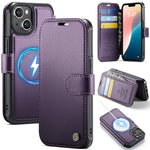 Custodia per telefono AutSpace A15 con chiusura magnetica retrò in pelle vegana, For iPhone 15, For iPhone 14 / 13, For iPhone 14 Pro, For iPhone 14 Pro Max