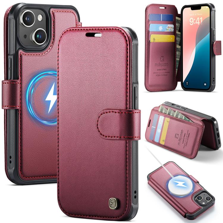 Custodia per telefono AutSpace A15 con chiusura magnetica retrò in pelle vegana, For iPhone 15, For iPhone 14 / 13, For iPhone 14 Pro, For iPhone 14 Pro Max