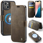 Custodia per telefono AutSpace A15 con chiusura magnetica retrò in pelle vegana, For iPhone 16, For iPhone 15 Pro Max, For iPhone 15 Pro, For iPhone 15 Plus / 14 Plus