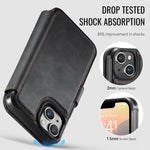 Custodia per telefono AutSpace A15 con chiusura magnetica retrò in pelle vegana, For iPhone 15, For iPhone 14 / 13, For iPhone 14 Pro, For iPhone 14 Pro Max