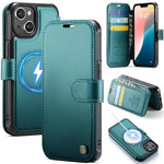 Custodia per telefono AutSpace A15 con chiusura magnetica retrò in pelle vegana, For iPhone 15, For iPhone 14 / 13, For iPhone 14 Pro, For iPhone 14 Pro Max