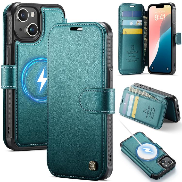 Custodia per telefono AutSpace A15 con chiusura magnetica retrò in pelle vegana, For iPhone 15, For iPhone 14 / 13, For iPhone 14 Pro, For iPhone 14 Pro Max