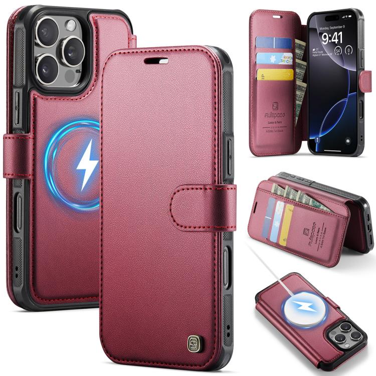 Custodia per telefono AutSpace A15 con chiusura magnetica retrò in pelle vegana, For iPhone Air, For iPhone 16 Pro Max, For iPhone 16 Pro, For iPhone 16 Plus