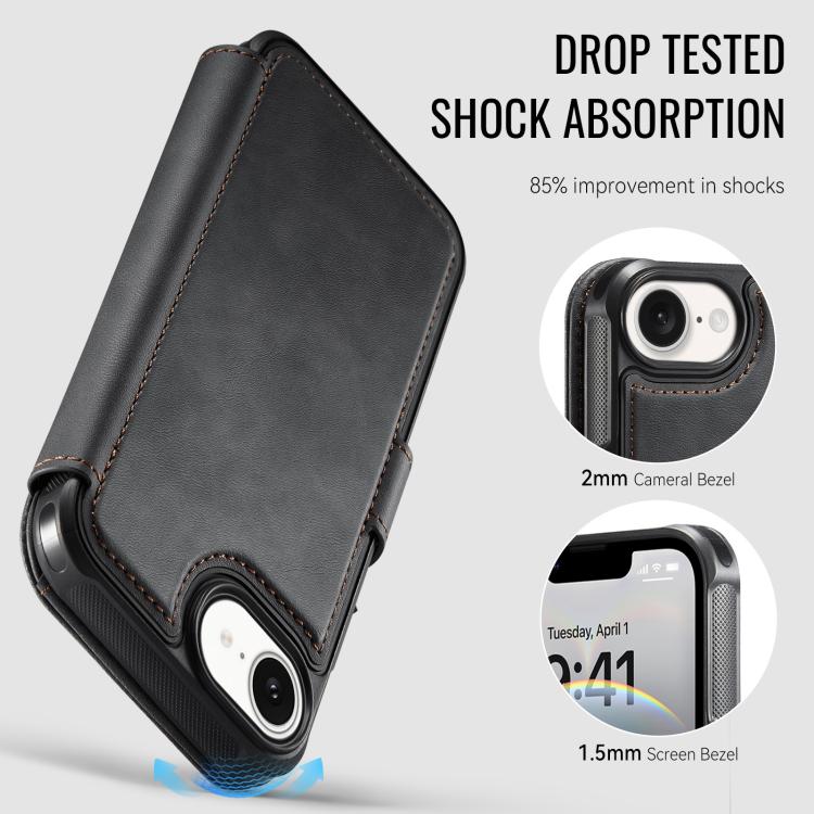 Custodia per telefono AutSpace A15 con chiusura magnetica retrò in pelle vegana, For iPhone 17e / 16e, For iPhone 17 Pro Max, For iPhone 17 Pro, For iPhone 17
