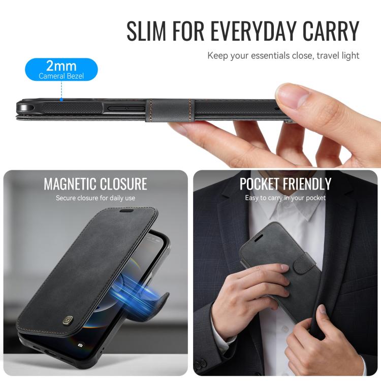 Custodia per telefono AutSpace A15 con chiusura magnetica retrò in pelle vegana, For iPhone 17e / 16e, For iPhone 17 Pro Max, For iPhone 17 Pro, For iPhone 17