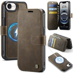Custodia per telefono AutSpace A15 con chiusura magnetica retrò in pelle vegana, For iPhone 17e / 16e, For iPhone 17 Pro Max, For iPhone 17 Pro, For iPhone 17