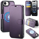 Custodia per telefono AutSpace A15 con chiusura magnetica retrò in pelle vegana, For iPhone 17e / 16e, For iPhone 17 Pro Max, For iPhone 17 Pro, For iPhone 17