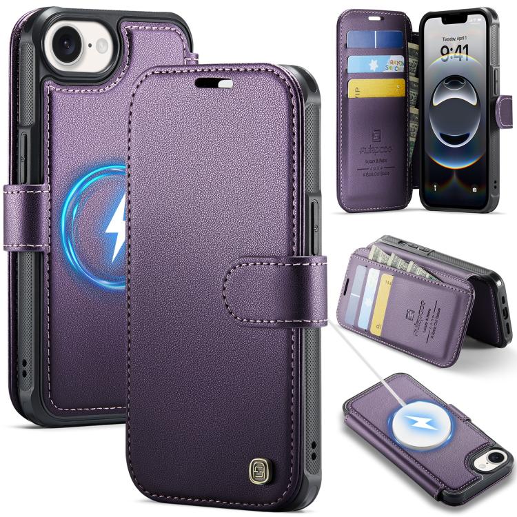 Custodia per telefono AutSpace A15 con chiusura magnetica retrò in pelle vegana, For iPhone 17e / 16e, For iPhone 17 Pro Max, For iPhone 17 Pro, For iPhone 17