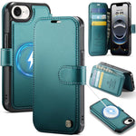 Custodia per telefono AutSpace A15 con chiusura magnetica retrò in pelle vegana, For iPhone 17e / 16e, For iPhone 17 Pro Max, For iPhone 17 Pro, For iPhone 17