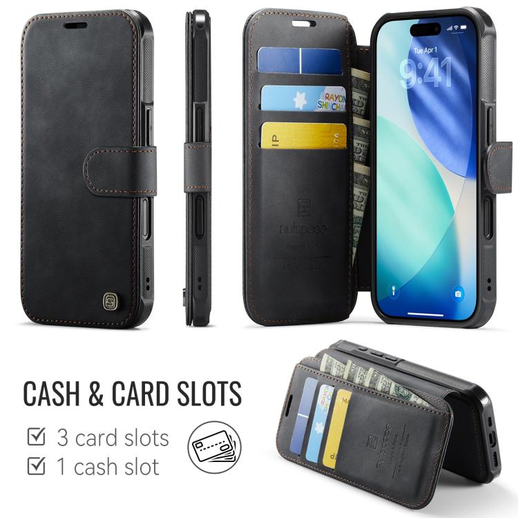 Custodia per telefono AutSpace A15 con chiusura magnetica retrò in pelle vegana, For iPhone 16, For iPhone 15 Pro Max, For iPhone 15 Pro, For iPhone 15 Plus / 14 Plus