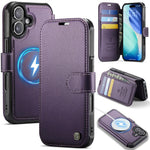 Custodia per telefono AutSpace A15 con chiusura magnetica retrò in pelle vegana, For iPhone 16, For iPhone 15 Pro Max, For iPhone 15 Pro, For iPhone 15 Plus / 14 Plus