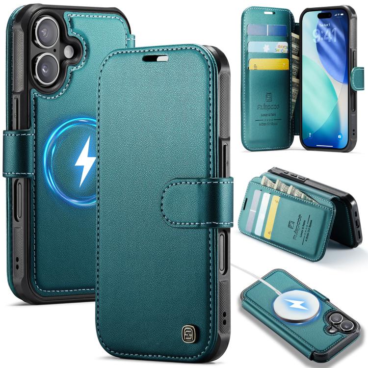 Custodia per telefono AutSpace A15 con chiusura magnetica retrò in pelle vegana, For iPhone 16, For iPhone 15 Pro Max, For iPhone 15 Pro, For iPhone 15 Plus / 14 Plus