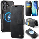 Custodia per telefono AutSpace A15 con chiusura magnetica retrò in pelle vegana, For iPhone Air, For iPhone 16 Pro Max, For iPhone 16 Pro, For iPhone 16 Plus