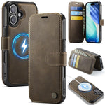 Custodia per telefono AutSpace A15 con chiusura magnetica retrò in pelle vegana, For iPhone Air, For iPhone 16 Pro Max, For iPhone 16 Pro, For iPhone 16 Plus