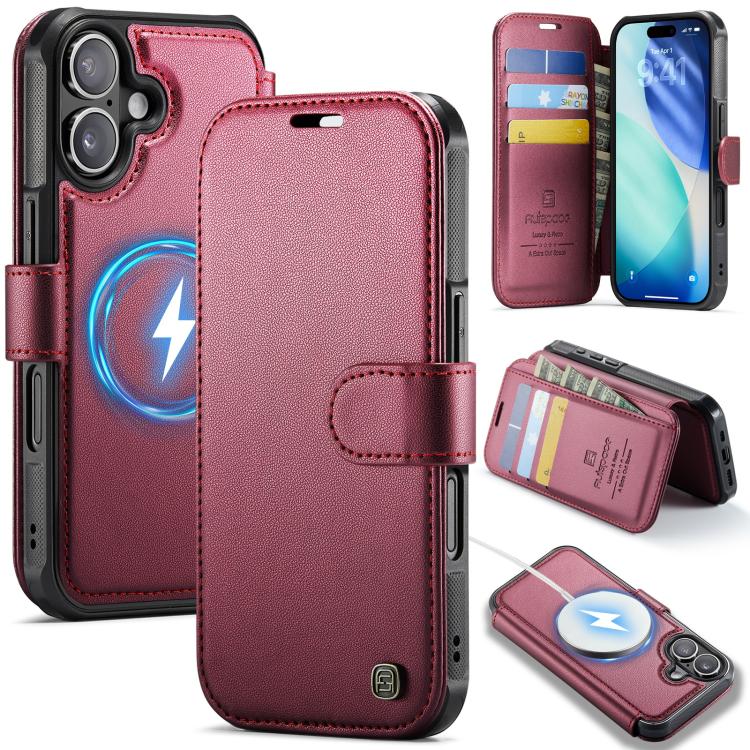 Custodia per telefono AutSpace A15 con chiusura magnetica retrò in pelle vegana, For iPhone Air, For iPhone 16 Pro Max, For iPhone 16 Pro, For iPhone 16 Plus