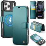 Custodia per telefono AutSpace A15 con chiusura magnetica retrò in pelle vegana, For iPhone 17e / 16e, For iPhone 17 Pro Max, For iPhone 17 Pro, For iPhone 17