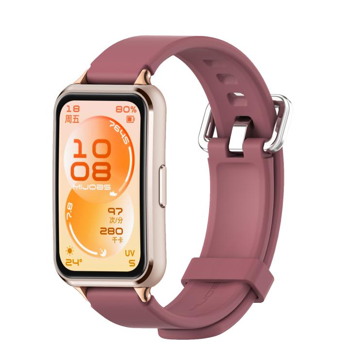 Cinturino per orologio in silicone con fibbia ad ardiglione argentata MIJOBS, For Huawei Band 11 / Band 11 Pro
