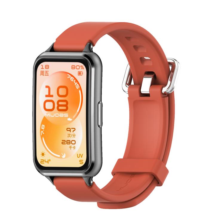 Cinturino per orologio in silicone con fibbia ad ardiglione argentata MIJOBS, For Huawei Band 11 / Band 11 Pro