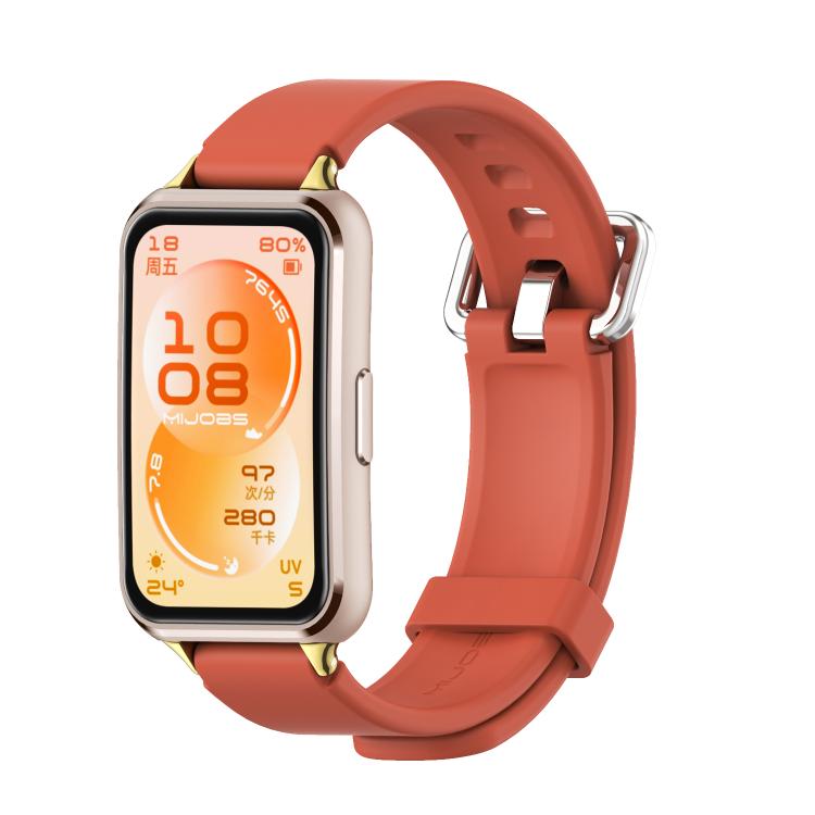 Cinturino per orologio in silicone con fibbia ad ardiglione argentata MIJOBS, For Huawei Band 11 / Band 11 Pro