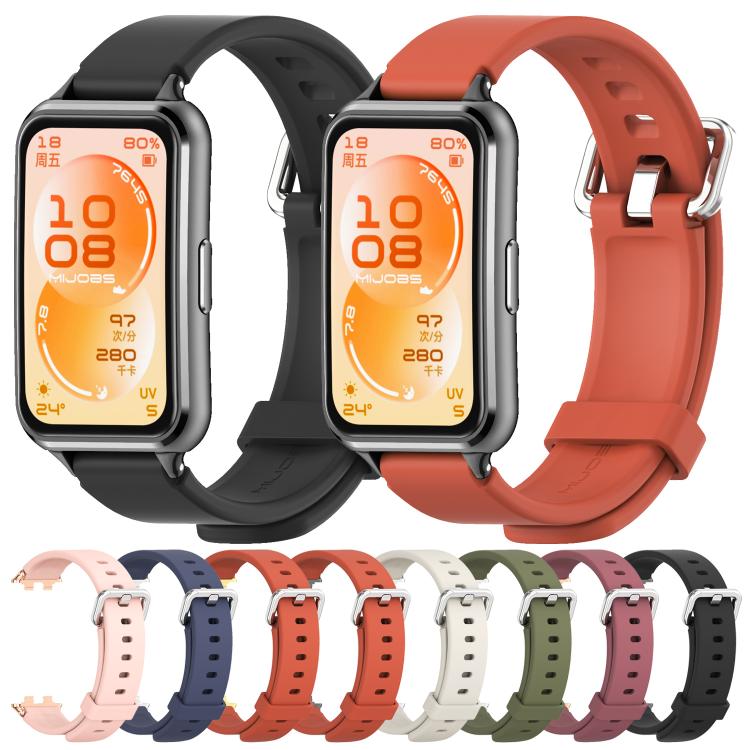 Cinturino per orologio in silicone con fibbia ad ardiglione argentata MIJOBS, For Huawei Band 11 / Band 11 Pro