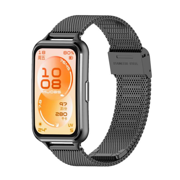 Cinturino per orologio MIJOBS in acciaio inossidabile con fibbia milanese., For Huawei Band 11 / Band 11 Pro