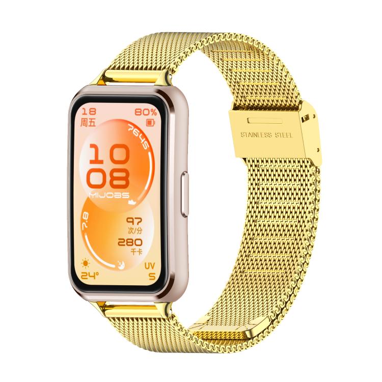 Cinturino per orologio MIJOBS in acciaio inossidabile con fibbia milanese., For Huawei Band 11 / Band 11 Pro