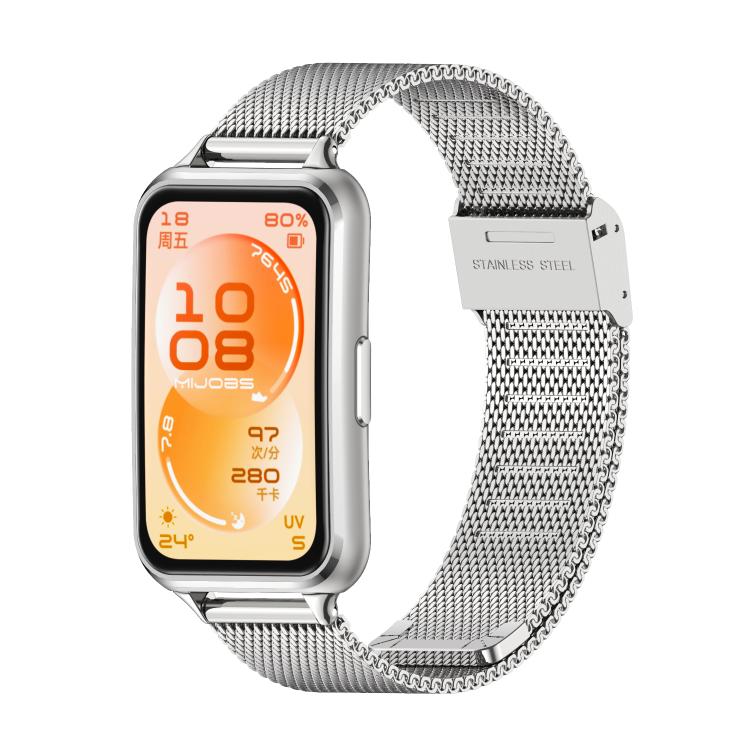 Cinturino per orologio MIJOBS in acciaio inossidabile con fibbia milanese., For Huawei Band 11 / Band 11 Pro