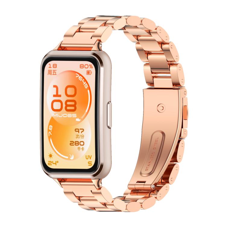 Cinturino per orologio MIJOBS a tre perline in acciaio inossidabile, For Huawei Band 11 / Band 11 Pro