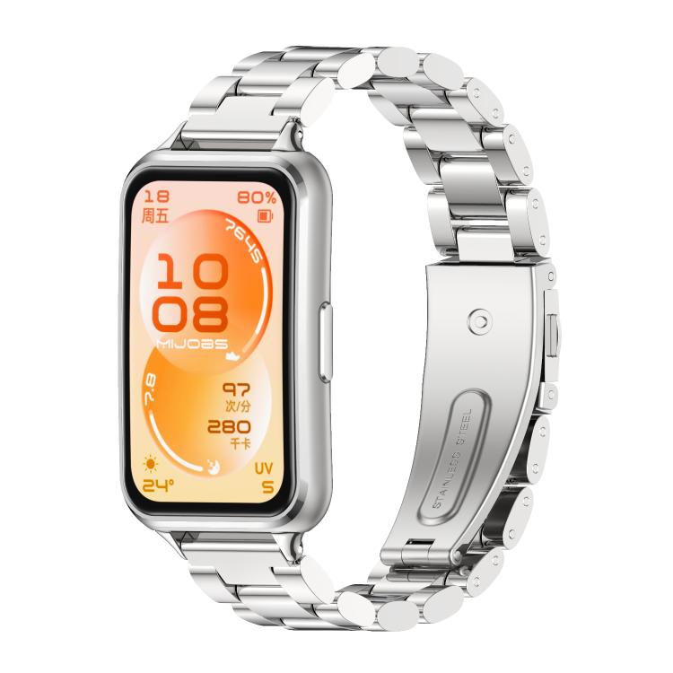 Cinturino per orologio MIJOBS a tre perline in acciaio inossidabile, For Huawei Band 11 / Band 11 Pro