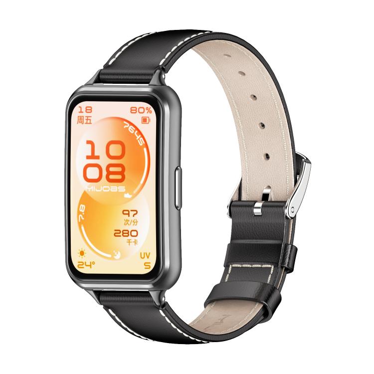 Cinturino per orologio MIJOBS in pelle bovina pieno fiore, For Huawei Band 11 / Band 11 Pro