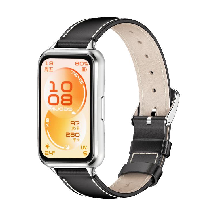 Cinturino per orologio MIJOBS in pelle bovina pieno fiore, For Huawei Band 11 / Band 11 Pro