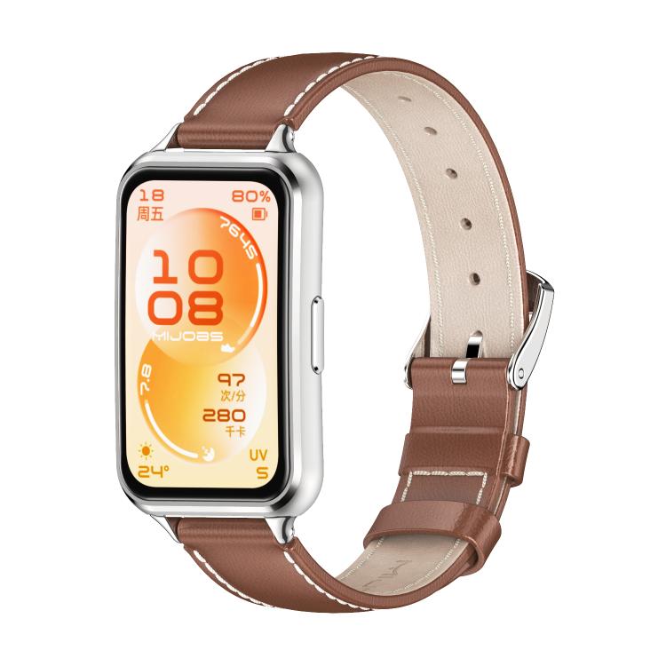 Cinturino per orologio MIJOBS in pelle bovina pieno fiore, For Huawei Band 11 / Band 11 Pro