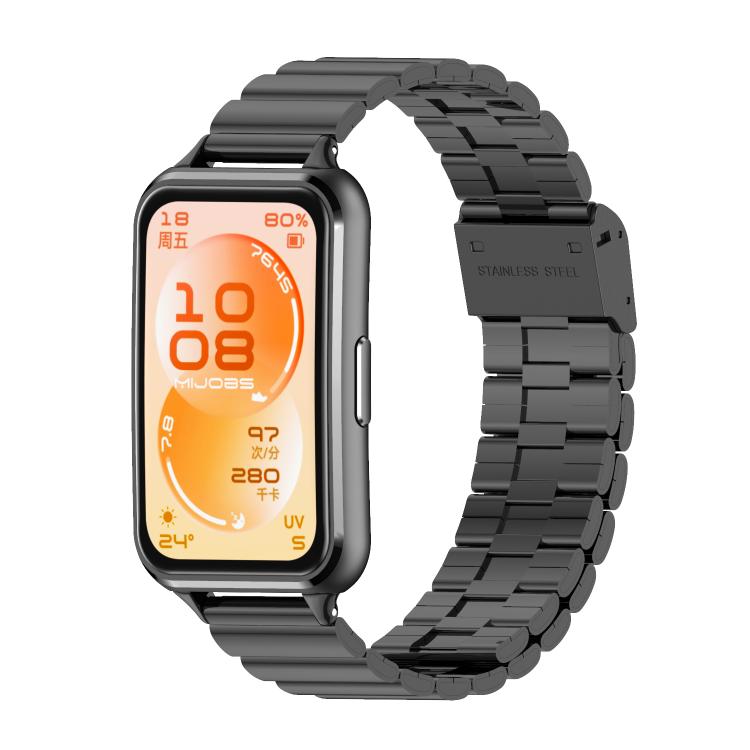 Cinturino per orologio MIJOBS in acciaio inossidabile con fibbia a maglie di bambù., For Huawei Band 11 / Band 11 Pro