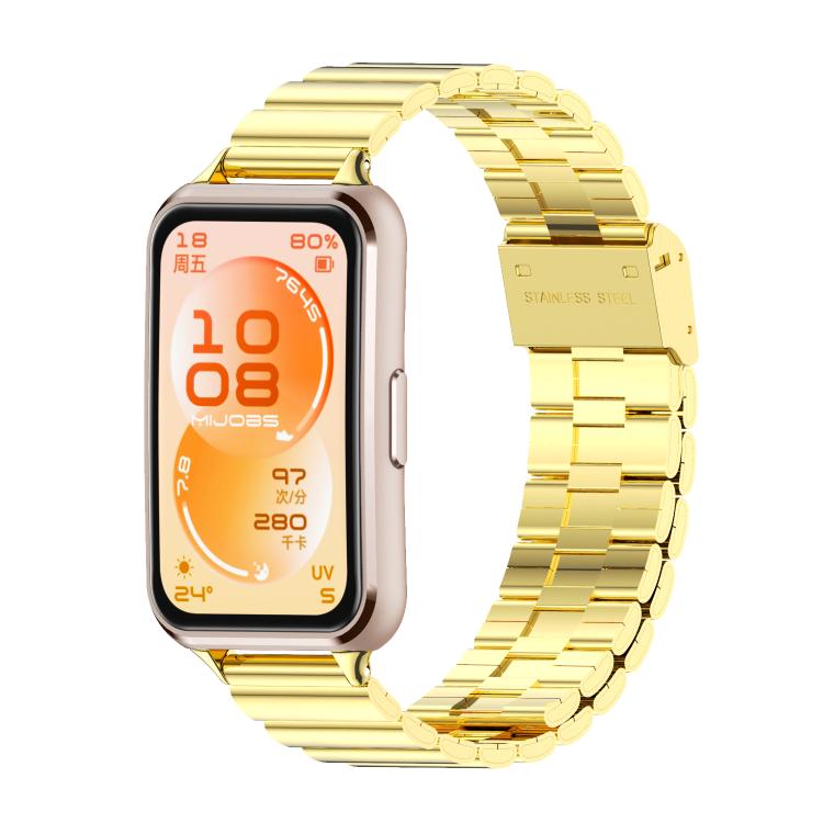 Cinturino per orologio MIJOBS in acciaio inossidabile con fibbia a maglie di bambù., For Huawei Band 11 / Band 11 Pro