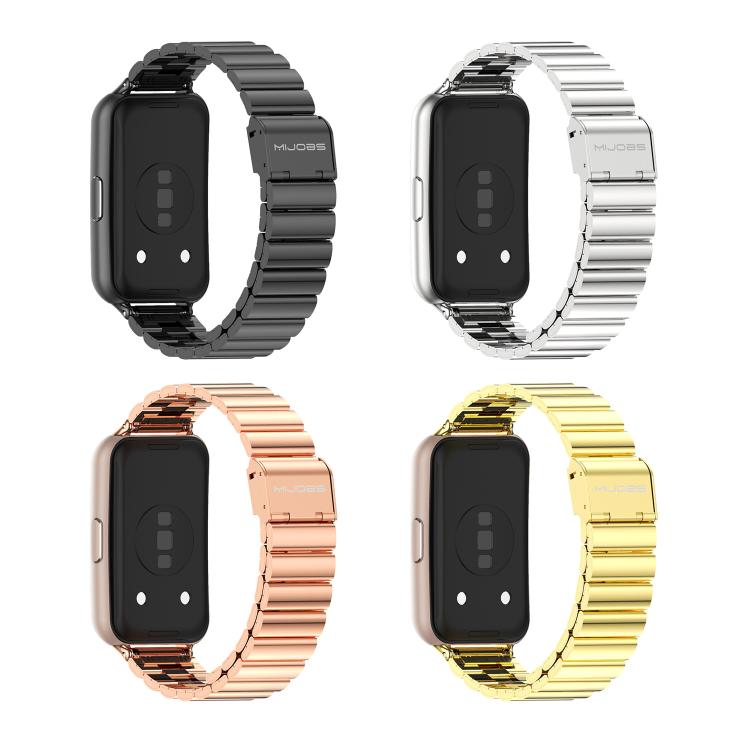 Cinturino per orologio MIJOBS in acciaio inossidabile con fibbia a maglie di bambù., For Huawei Band 11 / Band 11 Pro